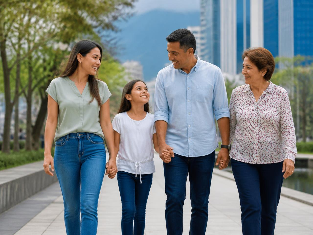 Familia colombiana acompañada por un plan de salud